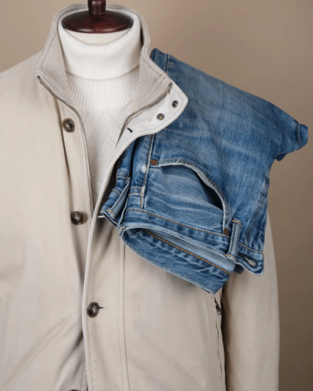 Stone Beige Suede Flight Jacket
